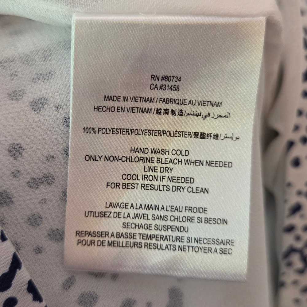 BCBGeneration Shirt Dress White Navy Dalmatian Print Pockets Size S - Picture 9 of 10